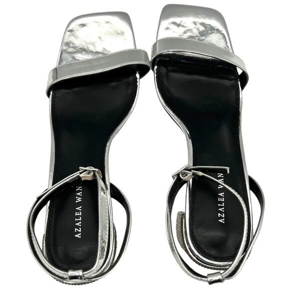 Azalea Wang Women's Parry Metallic Ankle Strap Block‎ Heel Sandals Size 11 - Picture 7 of 12